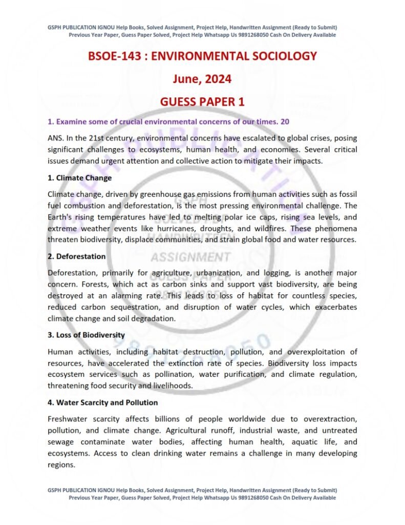 IGNOU BSOE-143 Guess Paper Solved English Medium
