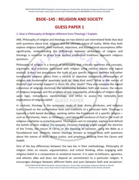 IGNOU BSOE-145 Guess Paper Solved English Medium