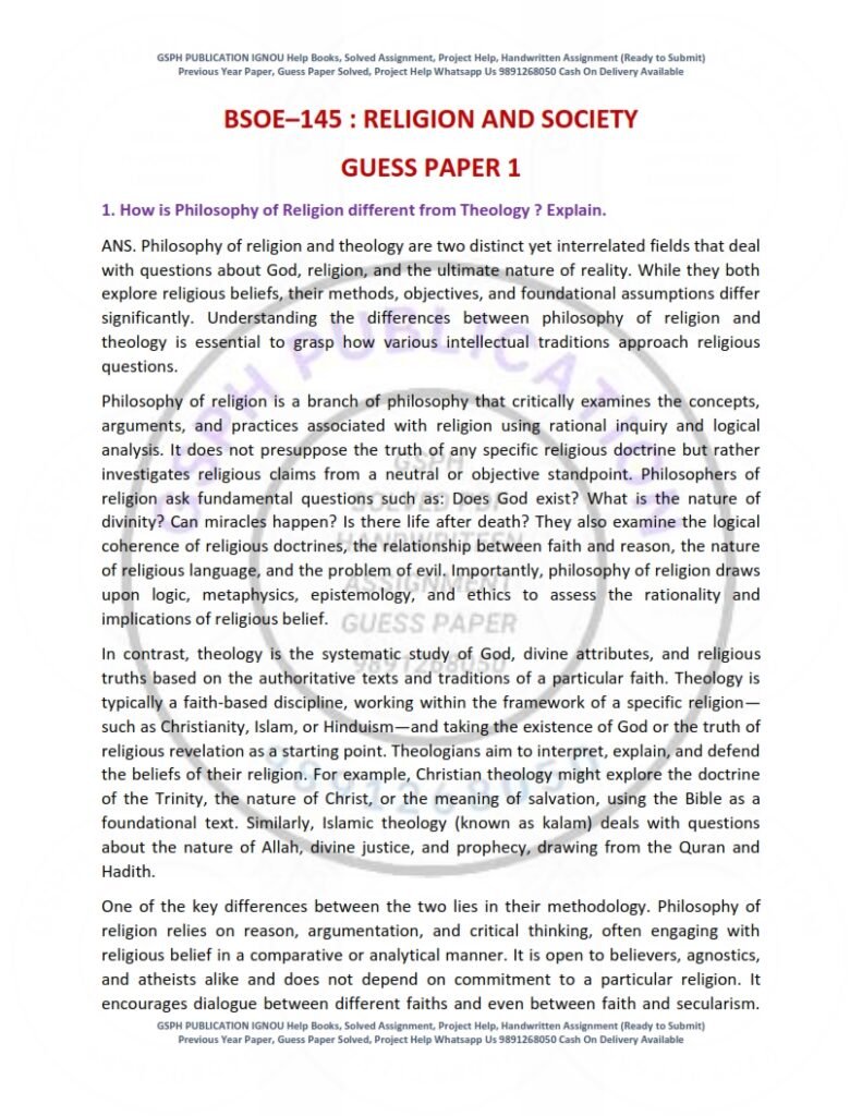 IGNOU BSOE-145 Guess Paper Solved English Medium