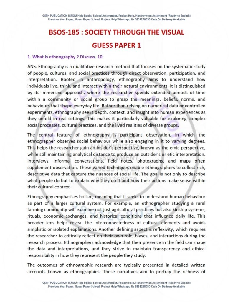 IGNOU BSOS-185 Guess Paper Solved English Medium