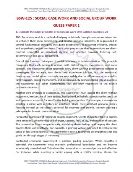 IGNOU BSW-125 Guess Paper Solved English Medium
