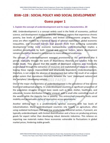 IGNOU BSW-128 Guess Paper Solved English Medium