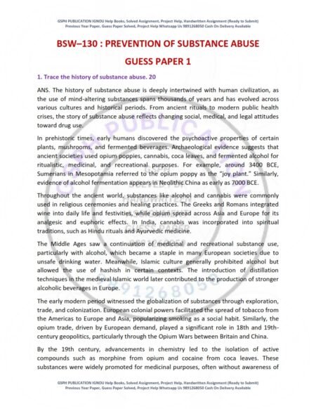 IGNOU BSW-130 Guess Paper Solved English Medium