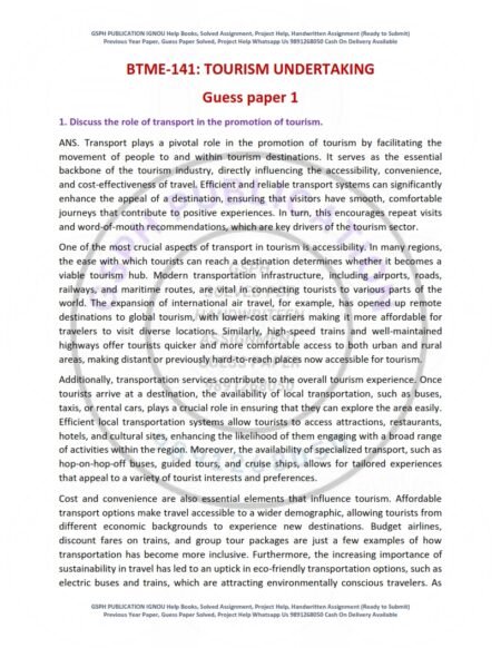 IGNOU BTME-141 Guess Paper Solved English Medium