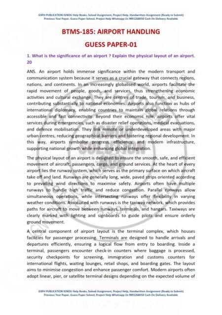 IGNOU BTMS-185 Guess Paper Solved English Medium