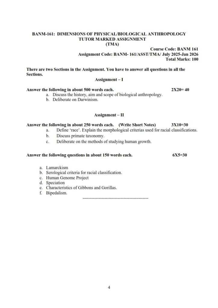 IGNOU BANM-161 Solved Assignment 2025-26 English Medium