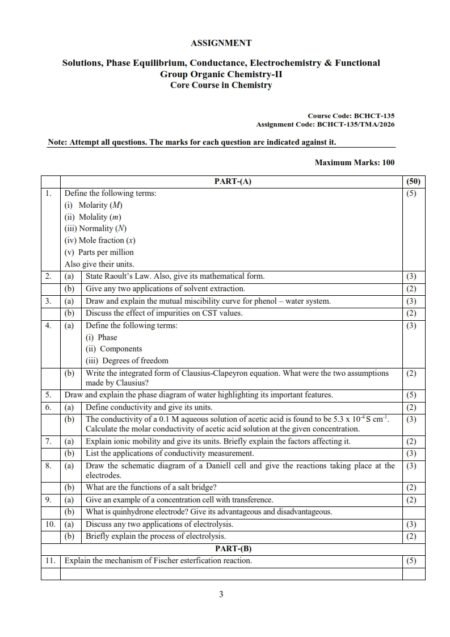 IGNOU BCHCT-135 Solved Assignment 2026 English Medium 