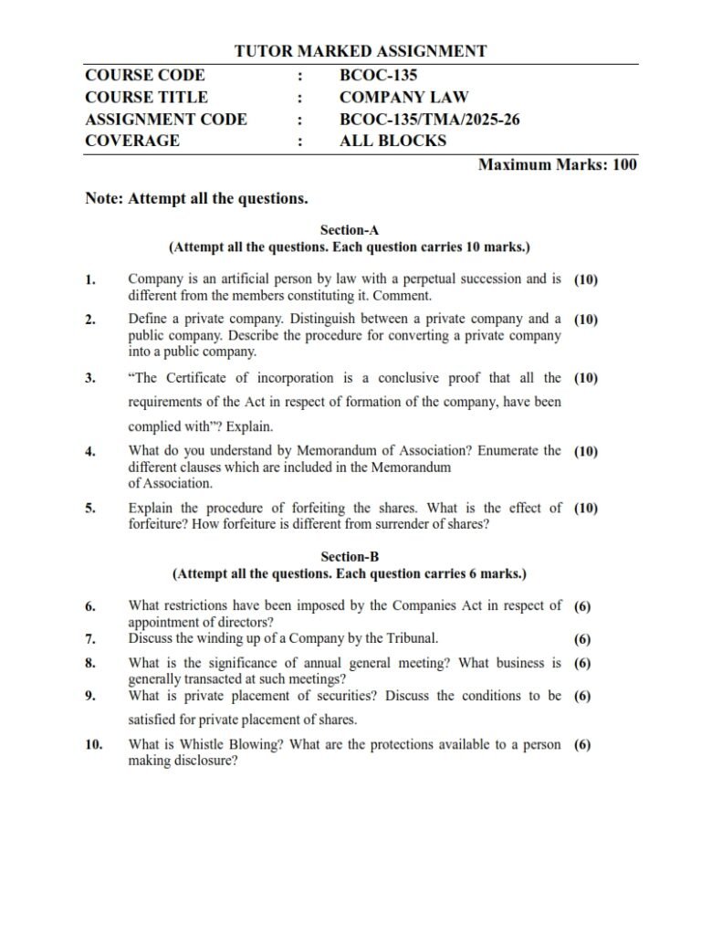 IGNOU BCOC-136 Solved Assignment 2025-26 English Medium
