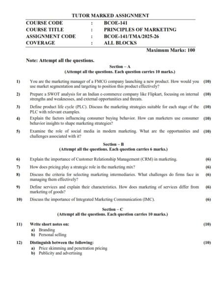 IGNOU BCOE-141 Solved Assignment 2025-26 English Medium