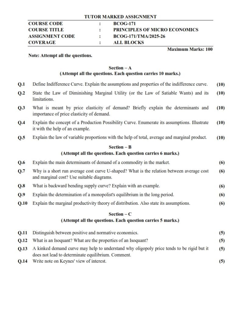 IGNOU BCOG-171 Solved Assignment 2025-26 English Medium