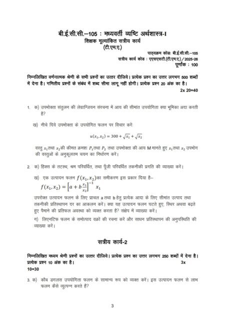 IGNOU BECC-105 Solved Assignment 2025-26 Hindi Medium