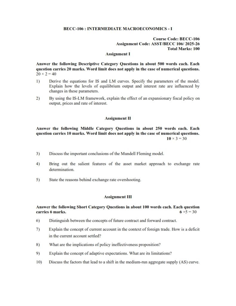 IGNOU BECC-106 Solved Assignment 2025-26 English Medium