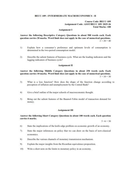 IGNOU BECC-109 Solved Assignment 2025-26 English Medium