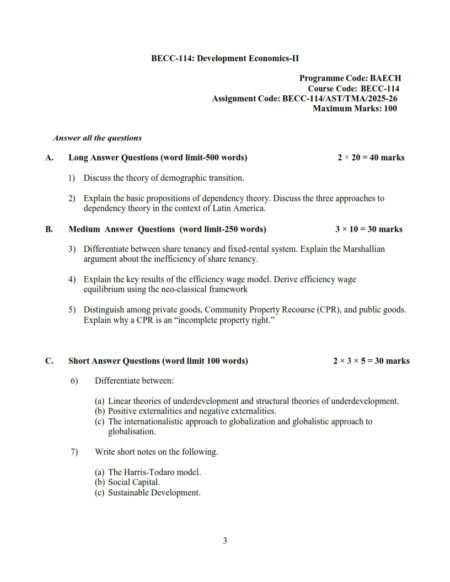 IGNOU BECC-114 Solved Assignment 2025-26 English Medium