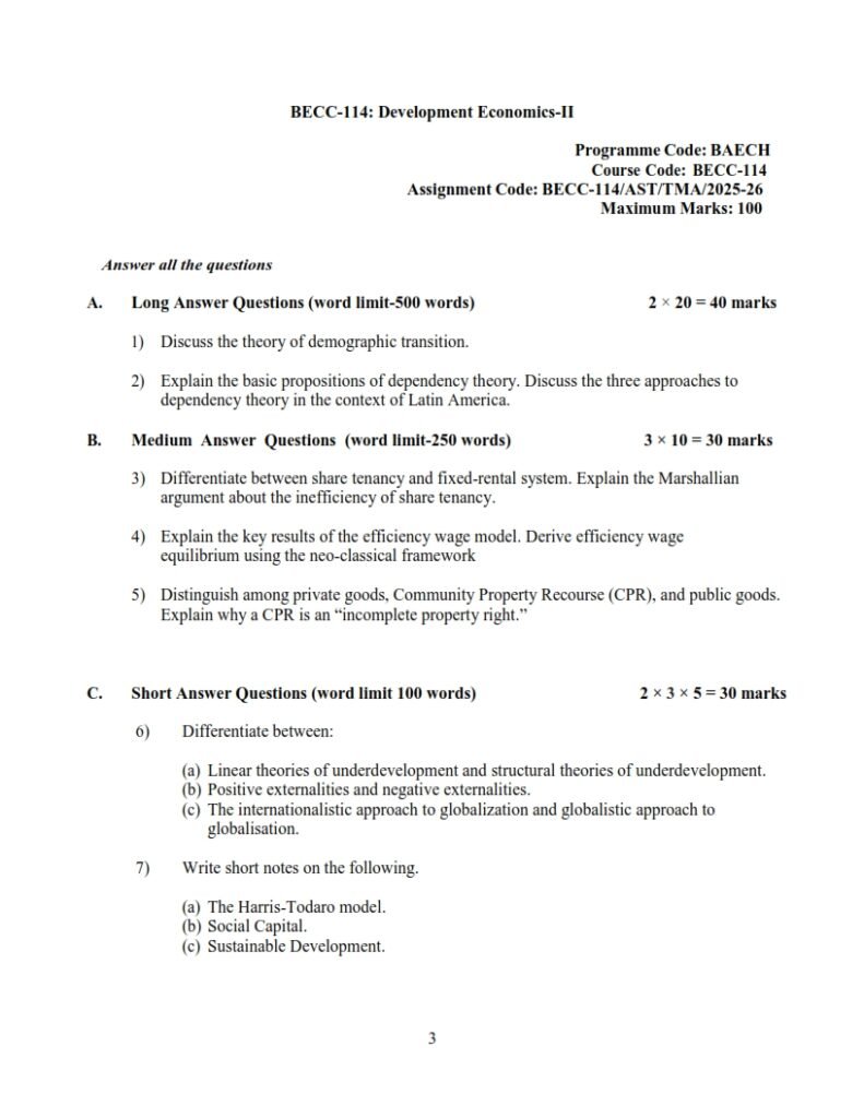 IGNOU BECC-114 Solved Assignment 2025-26 English Medium