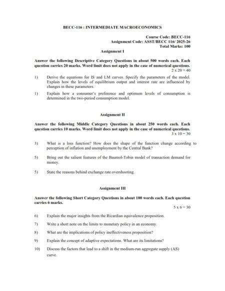 IGNOU BECC-116 Solved Assignment 2025-26 English Medium