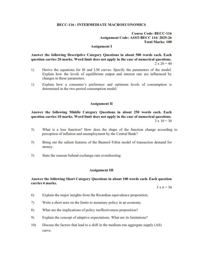 IGNOU BECC-116 Solved Assignment 2025-26 English Medium
