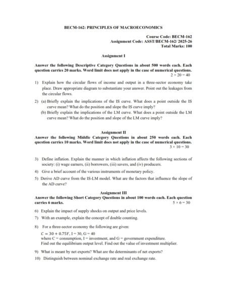 IGNOU BECM-162 Solved Assignment 2025-26 English Medium