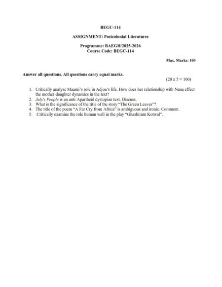 IGNOU BEGC-114 Solved Assignment 2025-26 English Medium
