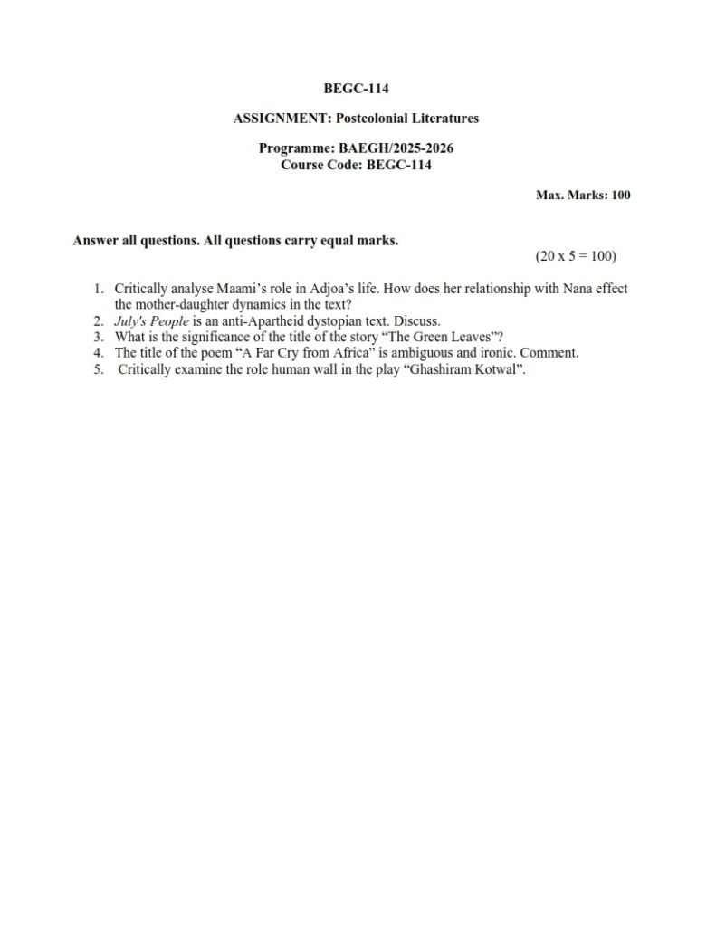 IGNOU BEGC-114 Solved Assignment 2025-26 English Medium