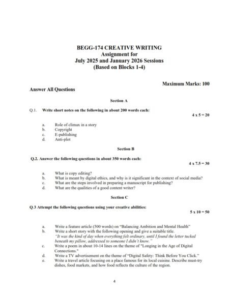 IGNOU BEGG-174 Solved Assignment 2025-26 English Medium