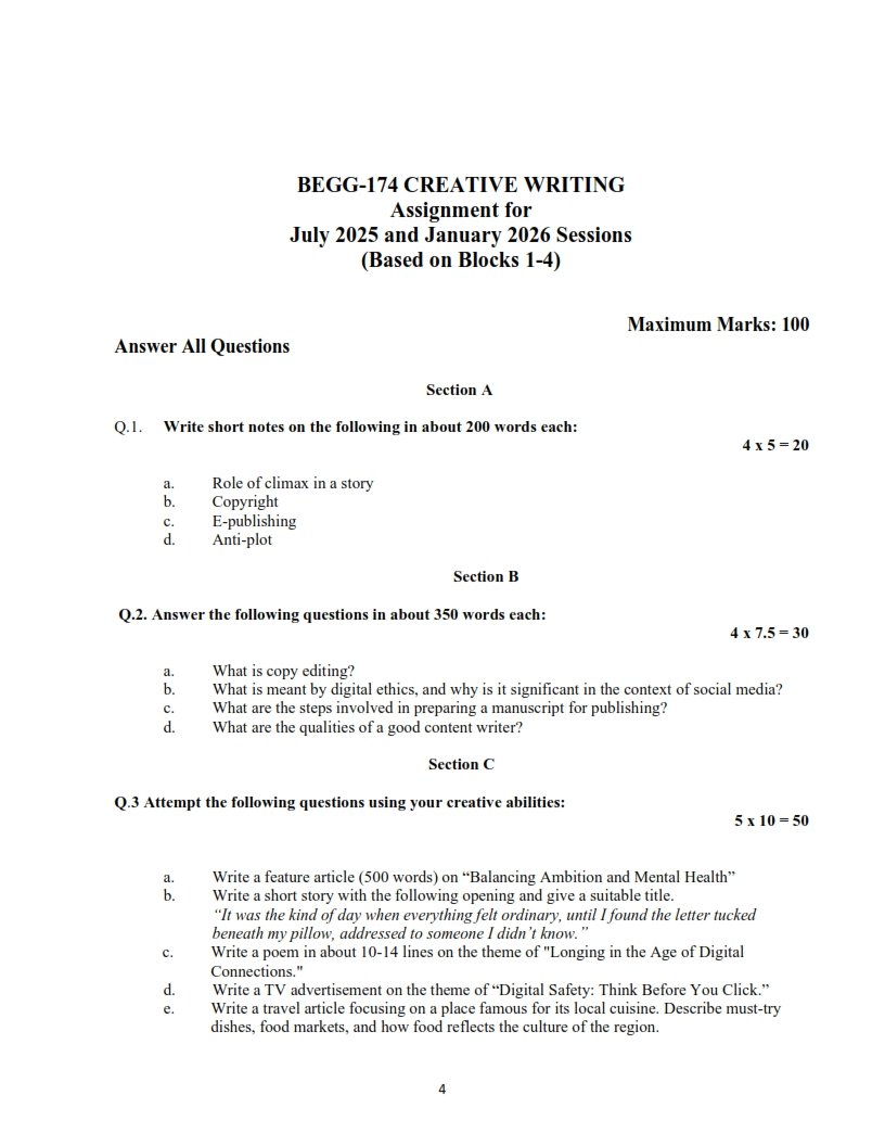 IGNOU BEGG-174 Solved Assignment 2025-26 English Medium