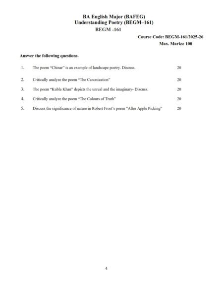 IGNOU BEGM-161 Solved Assignment 2025-26 English Medium