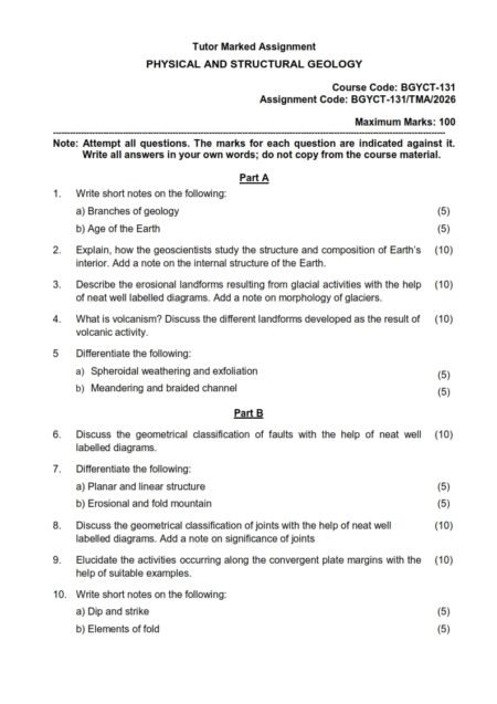 IGNOU BGYCT-131 Solved Assignment 2026 English Medium