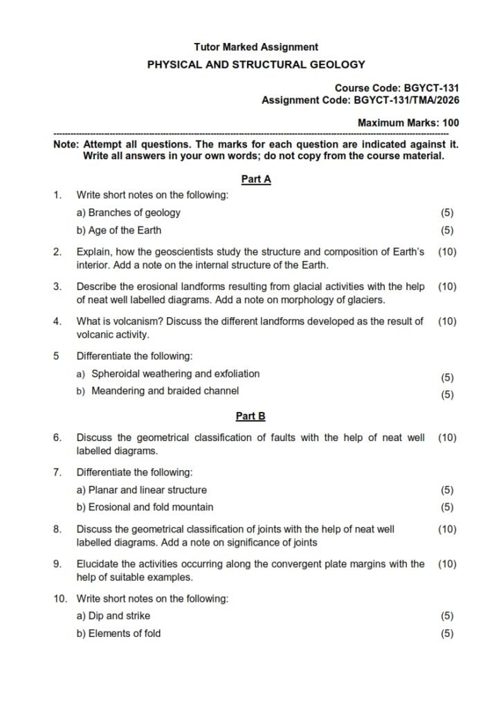 IGNOU BGYCT-131 Solved Assignment 2026 English Medium