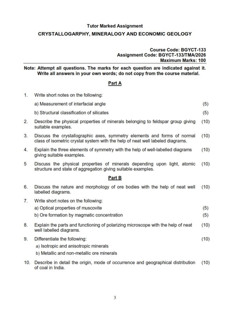 IGNOU BGYCT-133 Solved Assignment 2026 English Medium