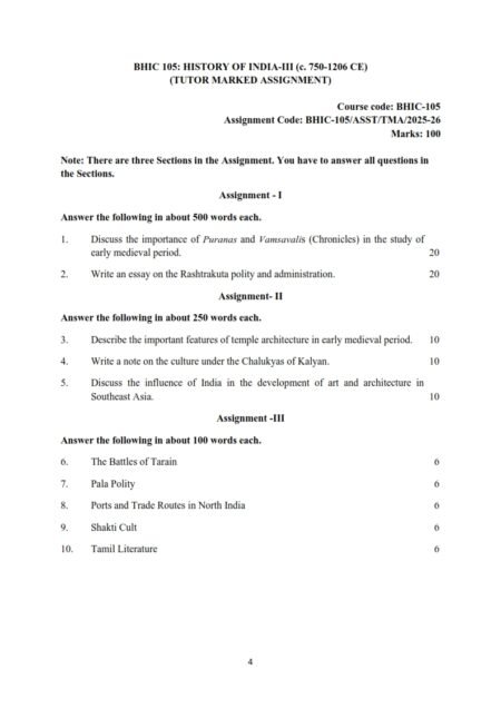 IGNOU BHIC-105 Solved Assignment 2025-26 English Medium