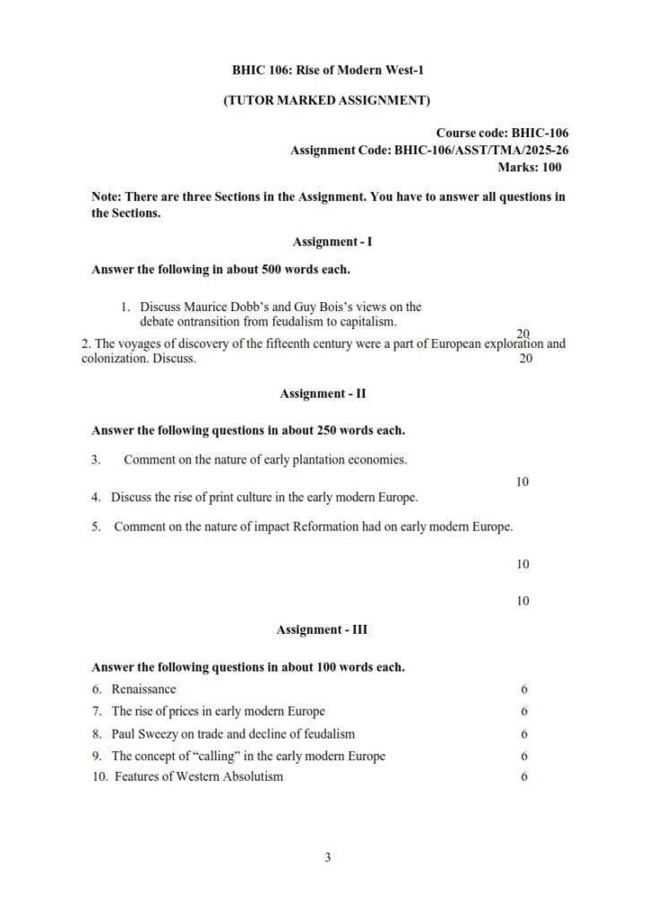 IGNOU BHIC-106 Solved Assignment 2025-26 English Medium