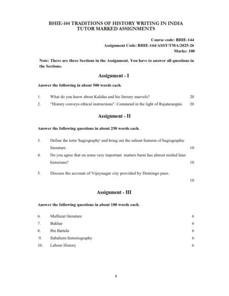 IGNOU BHIE-144 Solved Assignment 2025-26 English Medium
