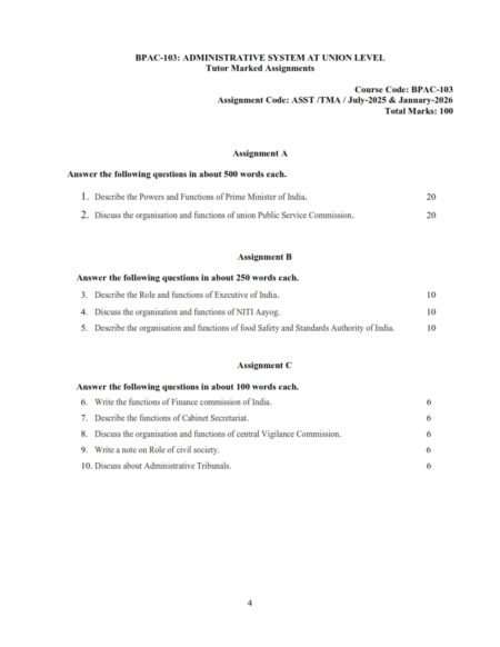 IGNOU BPAC-103 Solved Assignment 2025-26 English Medium