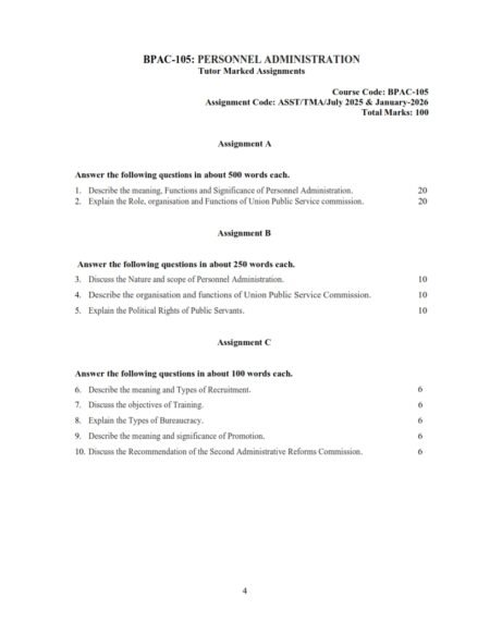 IGNOU BPAC-105 Solved Assignment 2025-26 English Medium