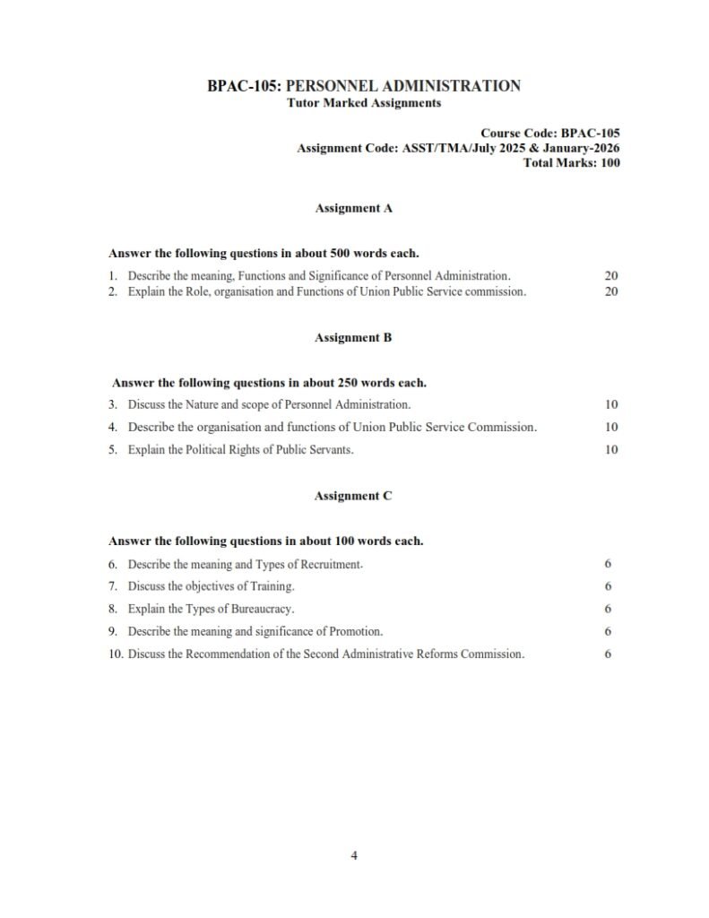 IGNOU BPAC-105 Solved Assignment 2025-26 English Medium