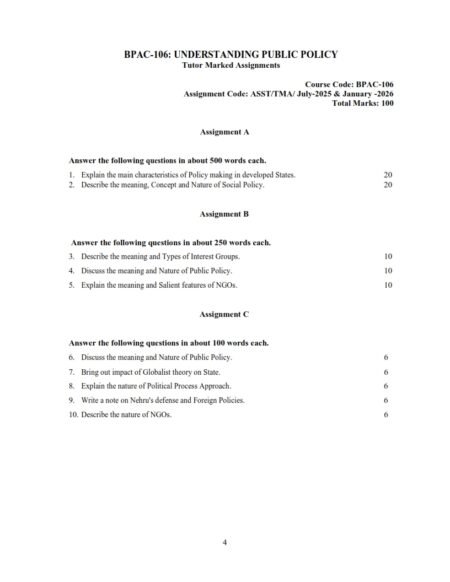 IGNOU BPAC-106 Solved Assignment 2025-26 English Medium