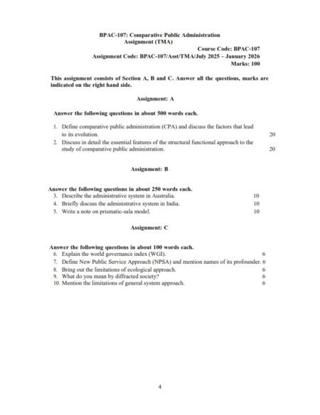 IGNOU BPAC-107 Solved Assignment 2025-26 English Medium