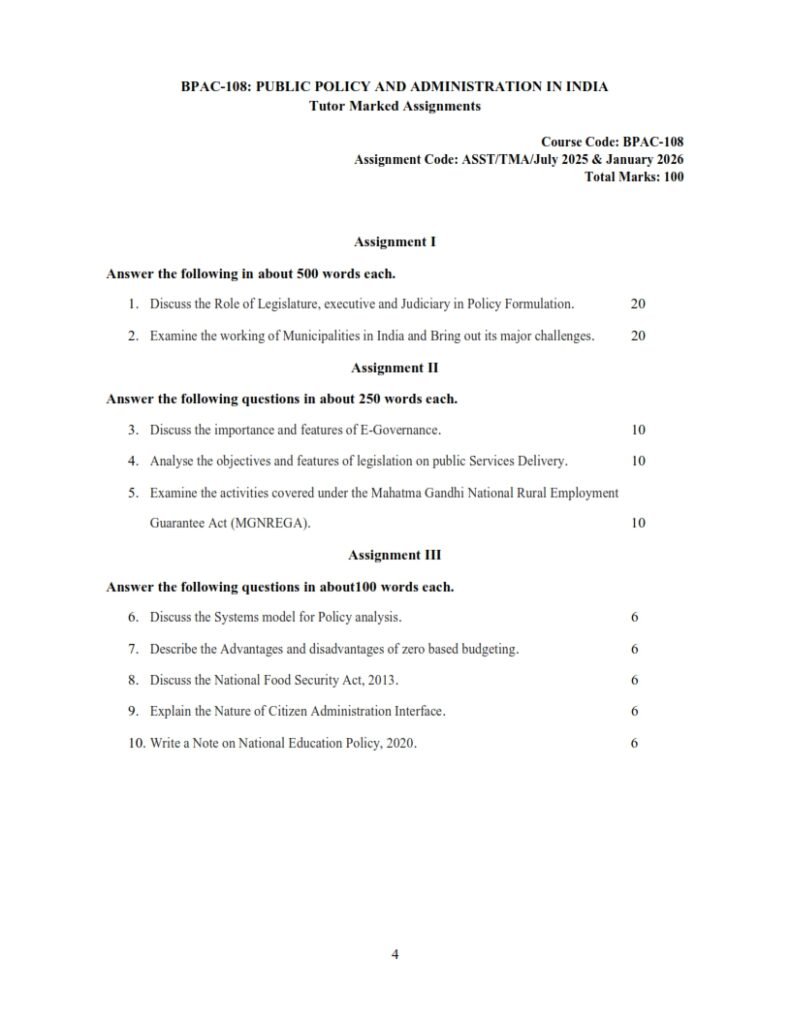 IGNOU BPAC-108 Solved Assignment 2025-26 English Medium
