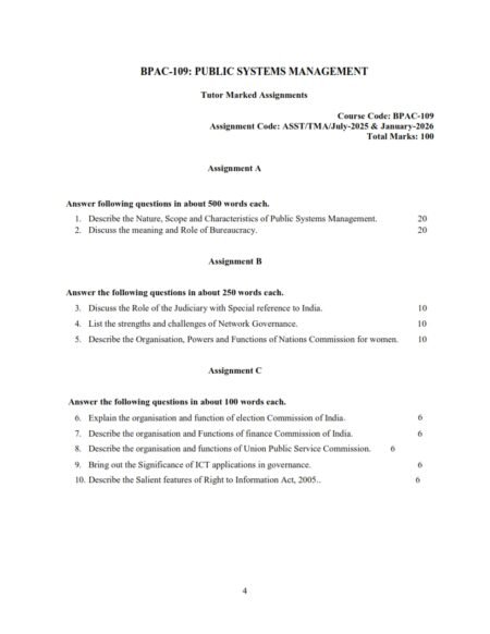 IGNOU BPAC-109 Solved Assignment 2025-26 English Medium