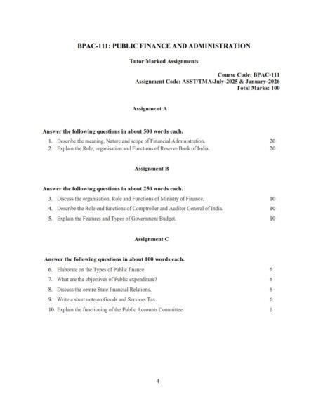 IGNOU BPAC-111 Solved Assignment 2025-26 English Medium