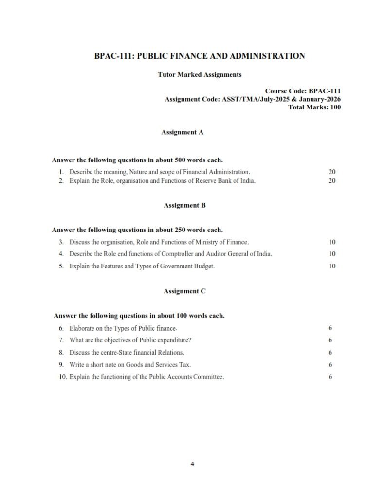 IGNOU BPAC-111 Solved Assignment 2025-26 English Medium