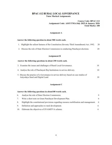IGNOU BPAC-112 Solved Assignment 2025-26 English Medium