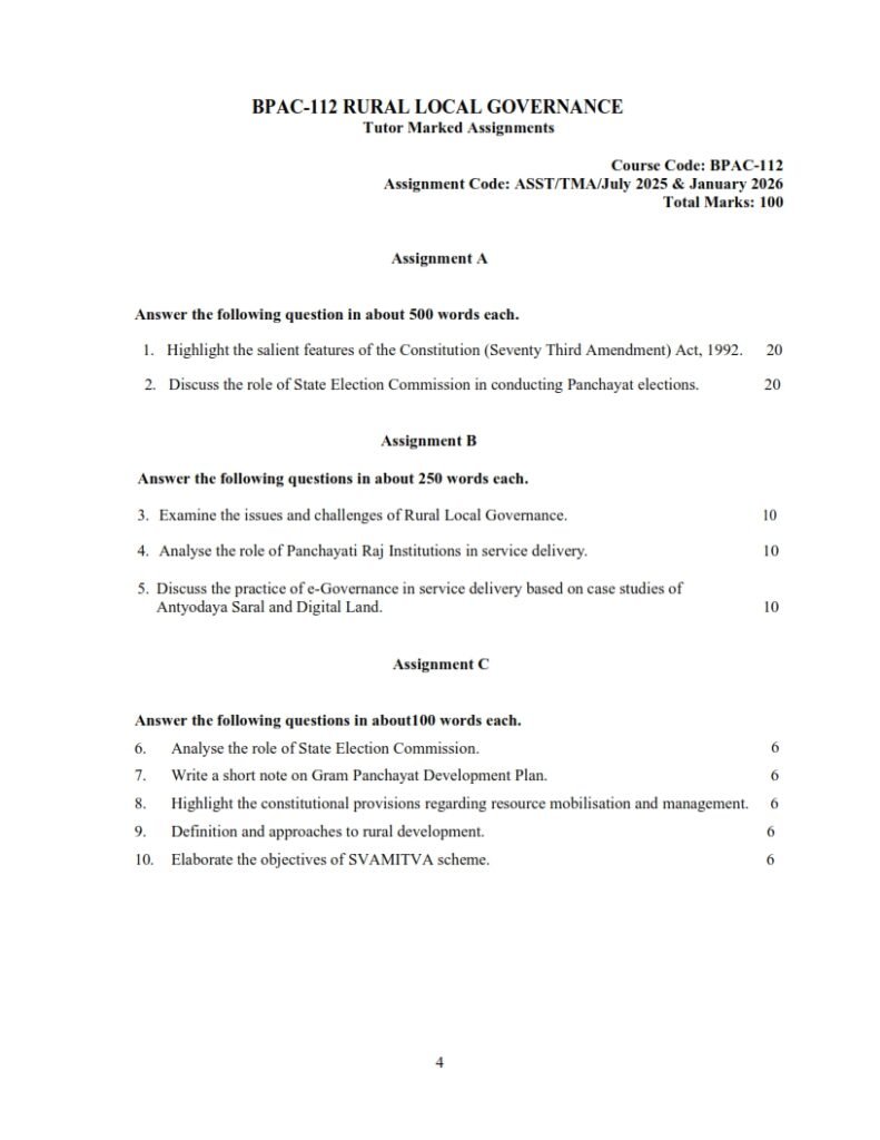IGNOU BPAC-112 Solved Assignment 2025-26 English Medium