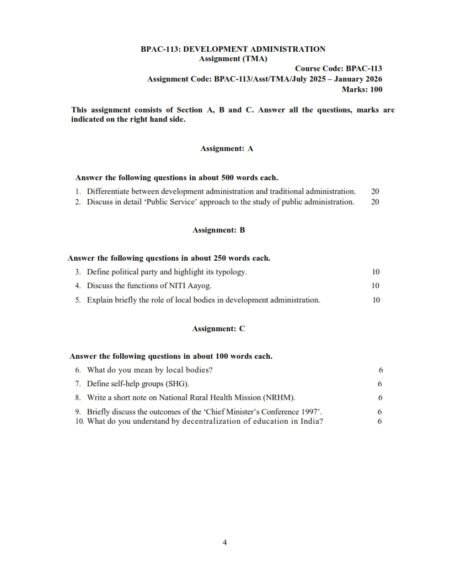 IGNOU BPAC-113 Solved Assignment 2025-26 English Medium