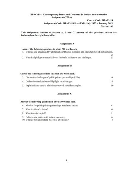 IGNOU BPAC-114 Solved Assignment 2025-26 English Medium