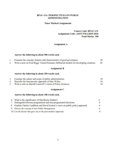 IGNOU BPAC-131 Solved Assignment 2025-26 English Medium