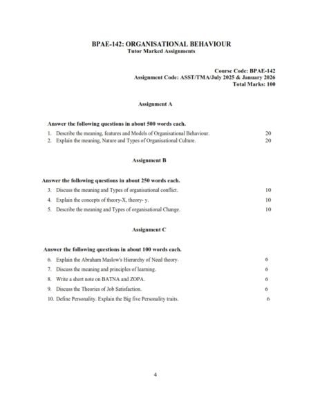 IGNOU BPAE-142 Solved Assignment 2025-26 English Medium