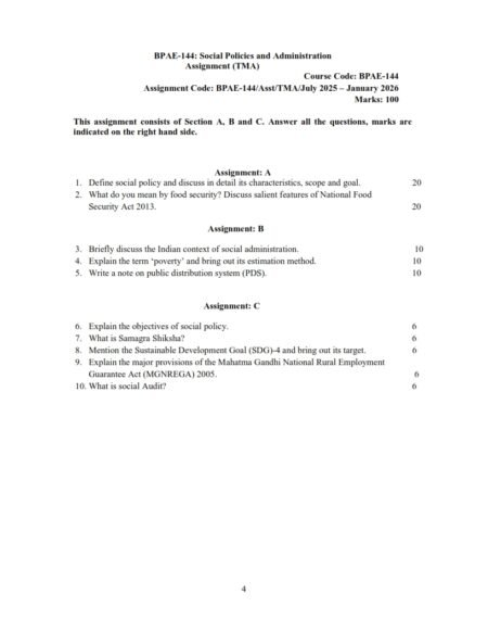 IGNOU BPAE-144 Solved Assignment 2025-26 English Medium