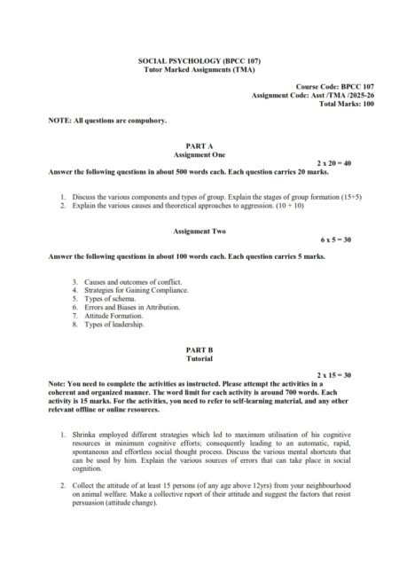 IGNOU BPCC-107 Solved Assignment 2025-26 English Medium